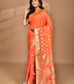 orange kolhapuri  stone work saree with blouse piece
