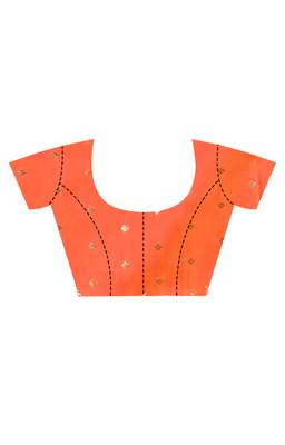 orange kolhapuri  stone work saree with blouse piece 5