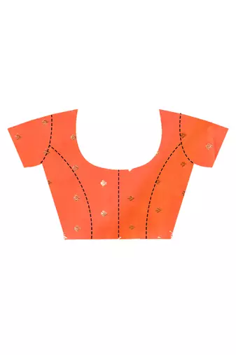 orange kolhapuri  stone work saree with blouse piece