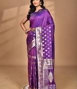 blue kolhapuri stone work saree with blouse piece