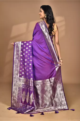 blue kolhapuri stone work saree with blouse piece