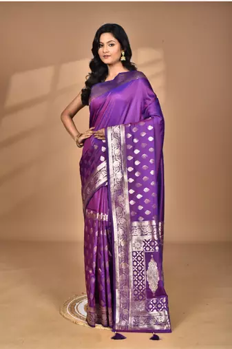 purple kolhapuri  stone work saree with blouse piece