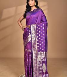 purple kolhapuri  stone work saree with blouse piece