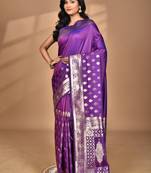 purple kolhapuri  stone work saree with blouse piece