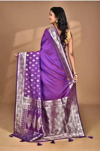 purple kolhapuri  stone work saree with blouse piece
