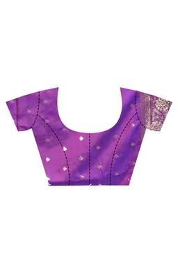 purple kolhapuri  stone work saree with blouse piece 5