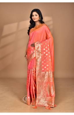 peach kolhapuri  stone work saree with blouse piece 1