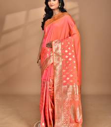 peach kolhapuri  stone work saree with blouse piece