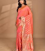 peach kolhapuri  stone work saree with blouse piece