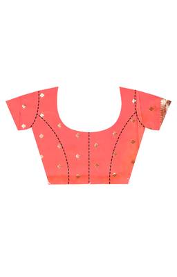 peach kolhapuri  stone work saree with blouse piece 5