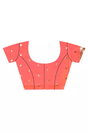 peach kolhapuri  stone work saree with blouse piece