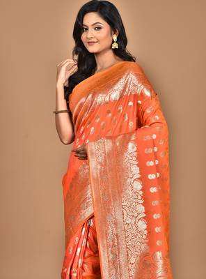 brown kolhapuri stone work saree with blouse piece 1