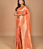 peach kolhapuri  stone work saree with blouse piece