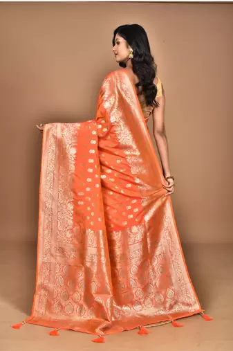 peach kolhapuri  stone work saree with blouse piece