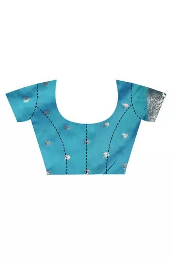 blue kolhapuri  stone work saree with blouse piece