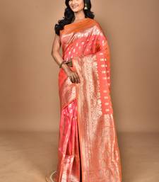 orange kolhapuri  stone work saree with blouse piece