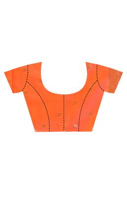 orange kolhapuri  stone work saree with blouse piece 5