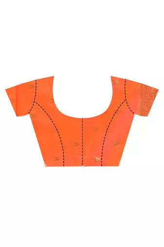 orange kolhapuri  stone work saree with blouse piece