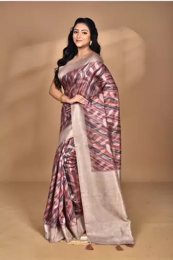 multicolor linen silk saree with blouse piece