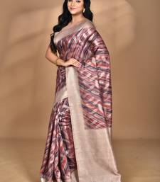multicolor linen silk saree with blouse piece