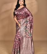 wine linen silk saree with blouse piece