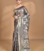 multicolor linen silk saree with blouse piece