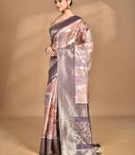 multicolor linen silk saree with blouse piece
