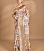 multicolor linen silk saree with blouse piece