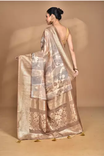 multicolor linen silk saree with blouse piece