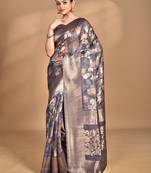 multicolor linen silk saree with blouse piece