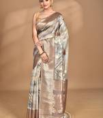 multicolor linen silk saree with blouse piece