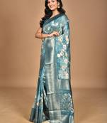 multicolor linen silk saree with blouse piece
