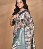 multicolor linen silk saree with blouse piece