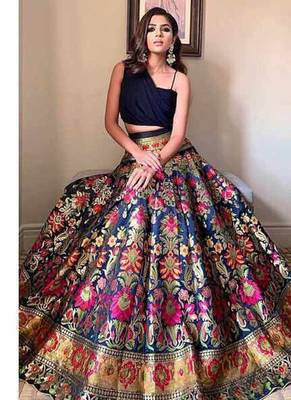 Black Zari Thread Work Banarasi Silk Lehenga Choli With Dupatta 1