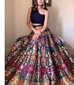 Black Zari Thread Work Banarasi Silk Lehenga Choli With Dupatta