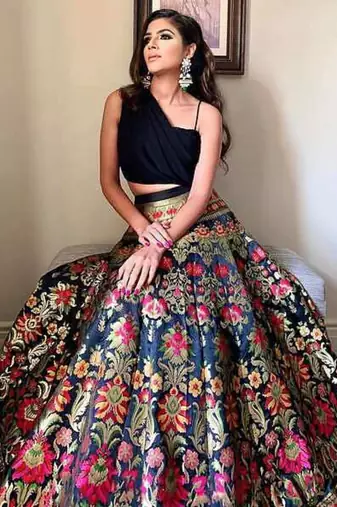 Black Zari Thread Work Banarasi Silk Lehenga Choli With Dupatta