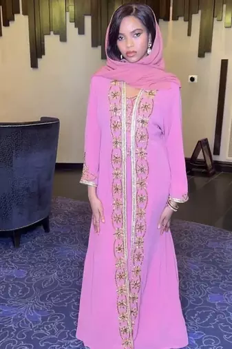Pink inner jacket  Handbeaded Kaftan for women