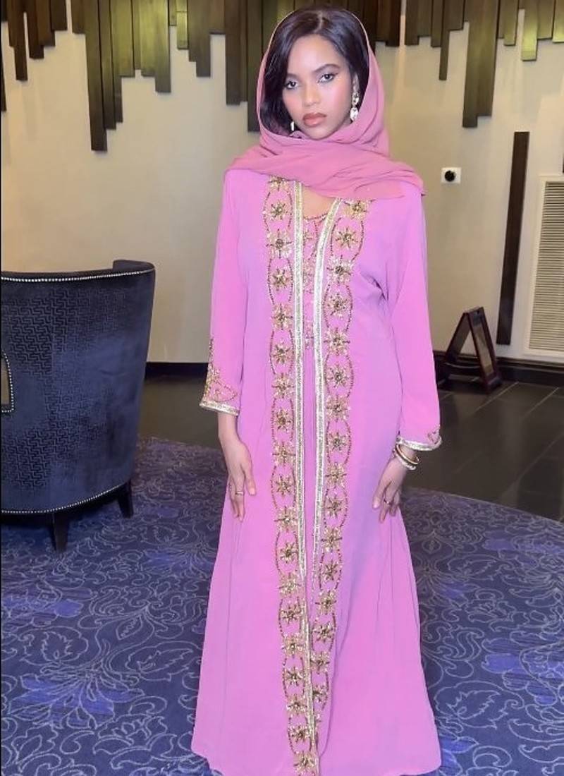 Pink inner jacket  Handbeaded Kaftan for women