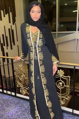 Black inner jacket  Handbeaded Kaftan for women