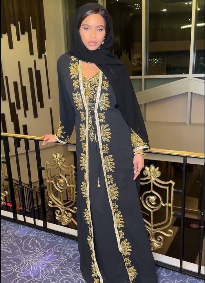 Black inner jacket  Handbeaded Kaftan for women
