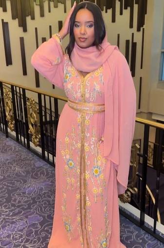 Peach inner jacket  Handbeaded Kaftan for women