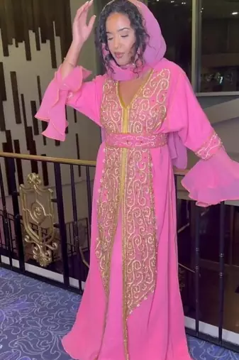 Peach inner jacket  Handbeaded Kaftan for women