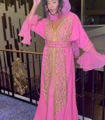 Peach inner jacket  Handbeaded Kaftan for women