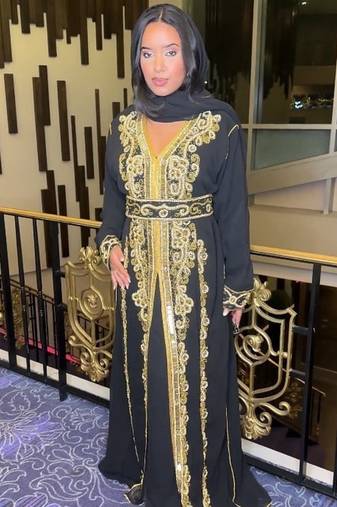Black Handbeaded Kaftan for women