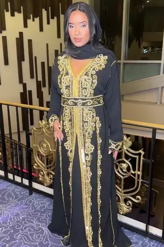 Black Handbeaded Kaftan for women