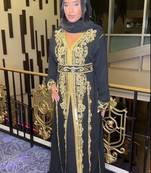 Black Handbeaded Kaftan for women