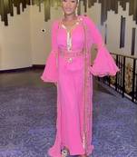 Pink Inner Jacket Handbeaded Kaftan for women