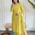 Elegant yellow colored party wear embroidered stitched rayon pant style kurti suit with duppatta