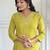 Elegant yellow colored party wear embroidered stitched rayon pant style kurti suit with duppatta