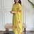 Elegant yellow colored party wear embroidered stitched rayon pant style kurti suit with duppatta